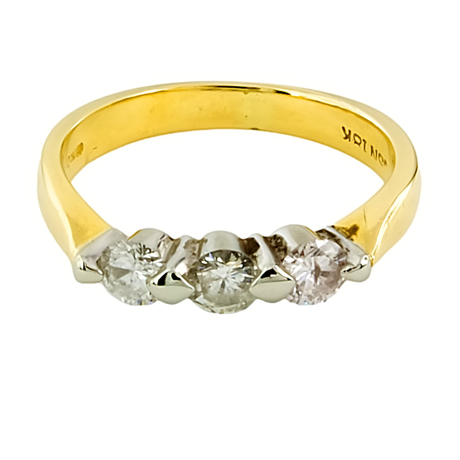 18ct gold Diamond 45pt 3 stone Ring size J